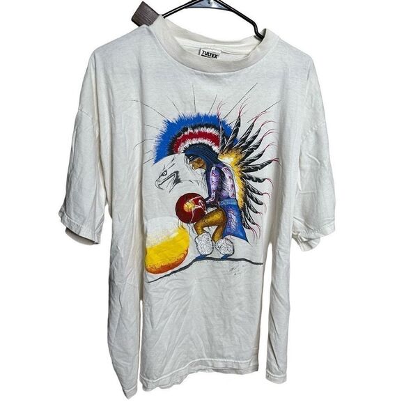 VTG 90s Eagle Native American Chief Design T Shirt XXL - Picture 1 of 3